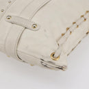 VALENTINO Tote Bag Leather White Gold Auth bs31012-15