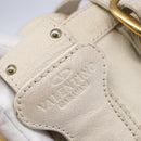 VALENTINO Tote Bag Leather White Gold Auth bs31012-17