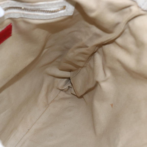 VALENTINO Tote Bag Leather White Gold Auth bs31012