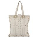 VALENTINO Tote Bag Leather White Gold Auth bs31012-13