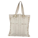 VALENTINO Tote Bag Leather White Gold Auth bs31012-2