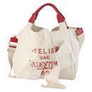 VALENTINO Tote Bag Canvas 2way White Auth bs31013-13