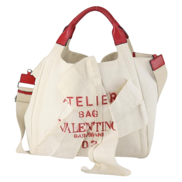 VALENTINO Tote Bag Canvas 2way White Auth bs31013