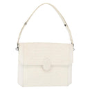 SAINT LAURENT Shoulder Bag Leather White Auth bs31016-1