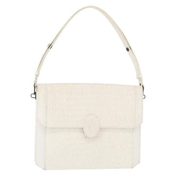 SAINT LAURENT Shoulder Bag Leather White Auth bs31016
