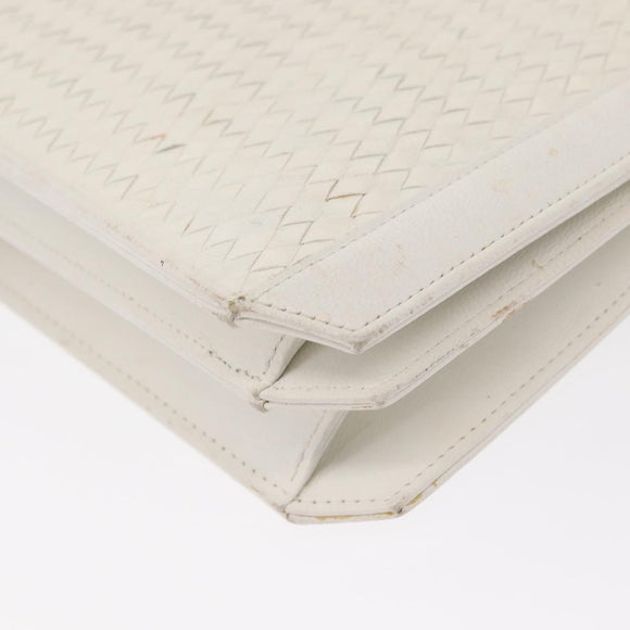 SAINT LAURENT Shoulder Bag Leather White Auth bs31016