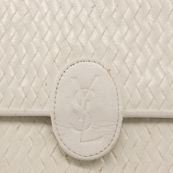 SAINT LAURENT Shoulder Bag Leather White Auth bs31016