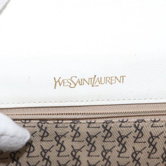 SAINT LAURENT Shoulder Bag Leather White Auth bs31016