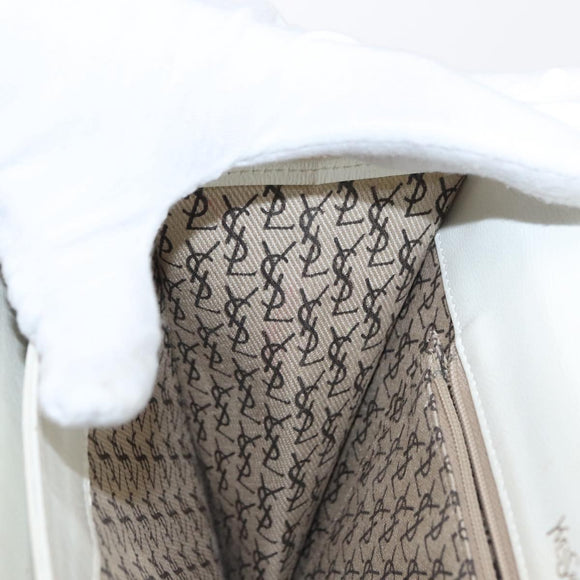 SAINT LAURENT Shoulder Bag Leather White Auth bs31016