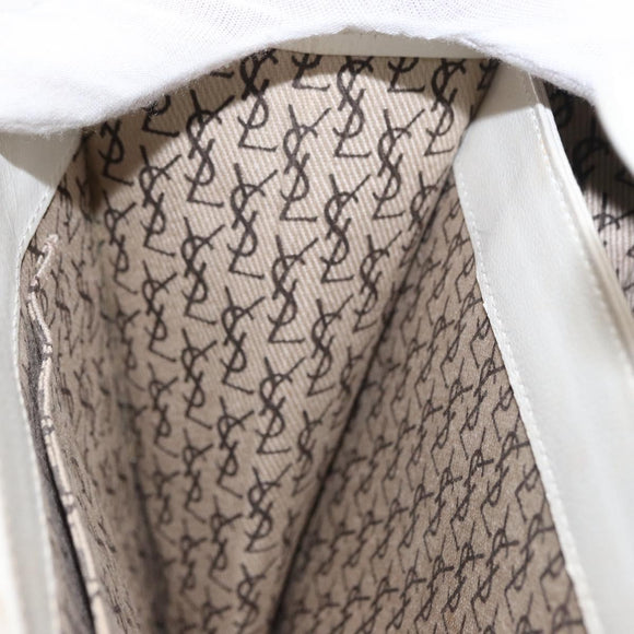 SAINT LAURENT Shoulder Bag Leather White Auth bs31016