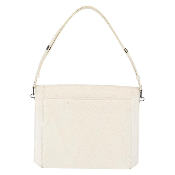 SAINT LAURENT Shoulder Bag Leather White Auth bs31016