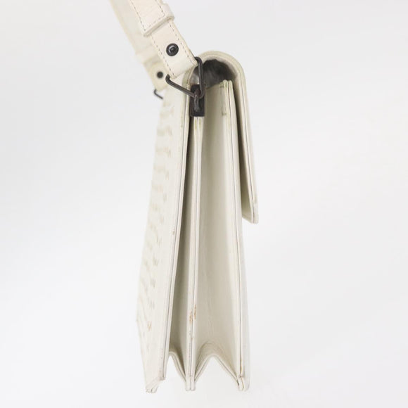 SAINT LAURENT Shoulder Bag Leather White Auth bs31016