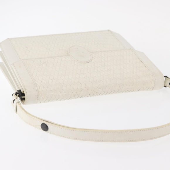 SAINT LAURENT Shoulder Bag Leather White Auth bs31016