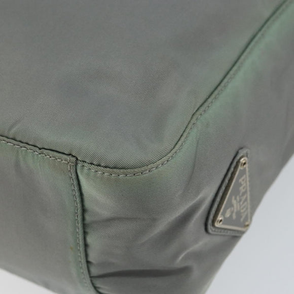 PRADA Tote Bag Nylon Khaki Silver Auth bs31017