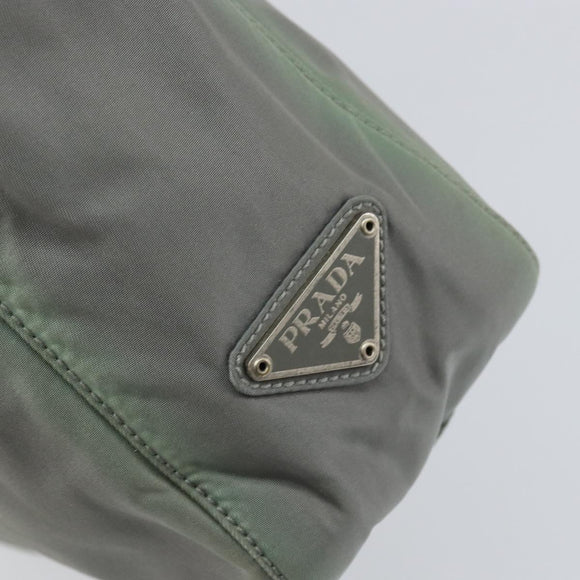 PRADA Tote Bag Nylon Khaki Silver Auth bs31017