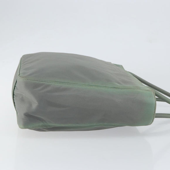 PRADA Tote Bag Nylon Khaki Silver Auth bs31017