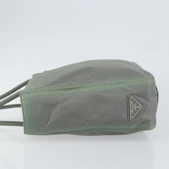 PRADA Tote Bag Nylon Khaki Silver Auth bs31017