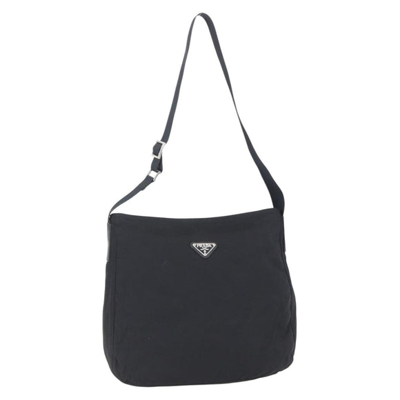 PRADA Shoulder Bag Nylon Black Silver Auth bs31018