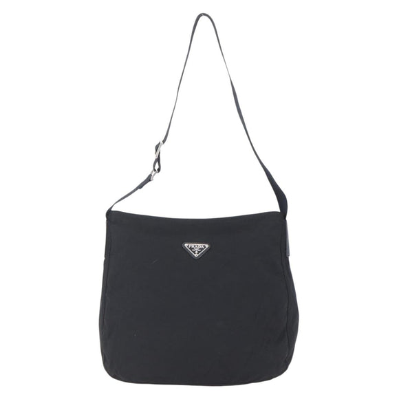 PRADA Shoulder Bag Nylon Black Silver Auth bs31018