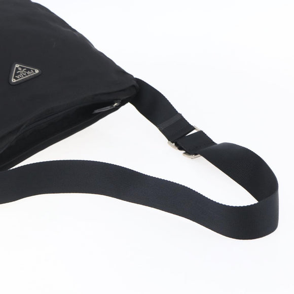 PRADA Shoulder Bag Nylon Black Silver Auth bs31018