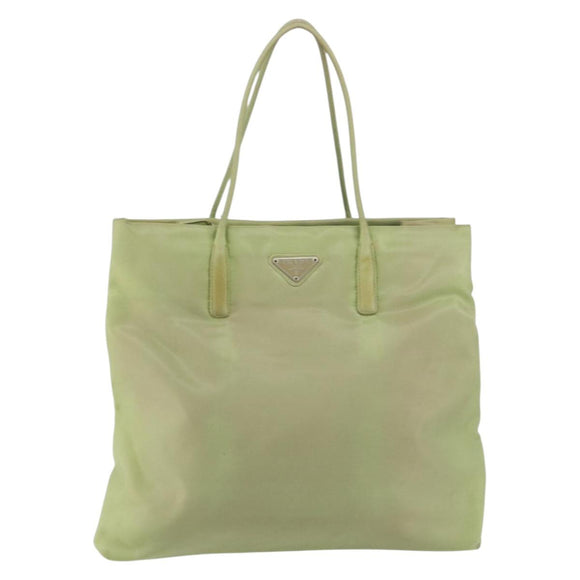 PRADA Tote Bag Nylon Khaki Silver Auth bs31019