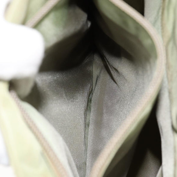 PRADA Tote Bag Nylon Khaki Silver Auth bs31019
