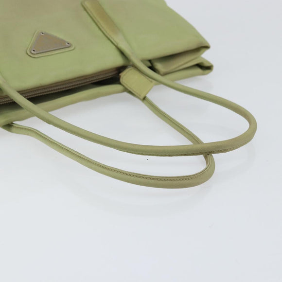 PRADA Tote Bag Nylon Khaki Silver Auth bs31019