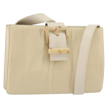 PRADA Shoulder Bag Nylon Leather Beige Auth bs31020