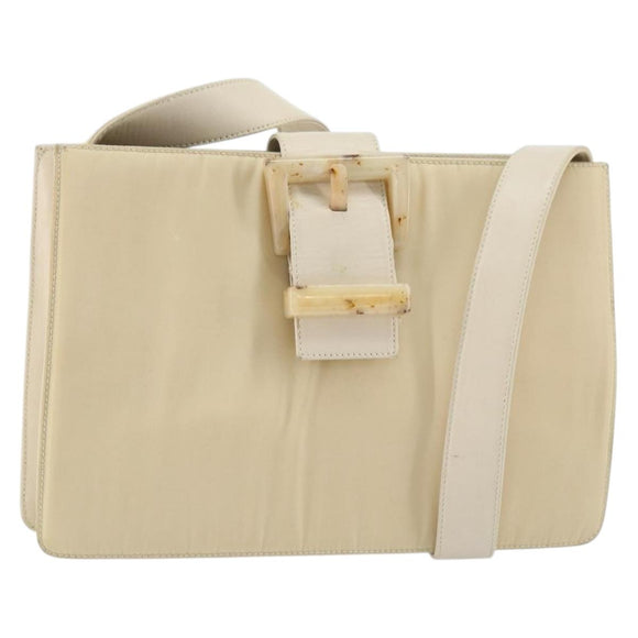 PRADA Shoulder Bag Nylon Leather Beige Auth bs31020