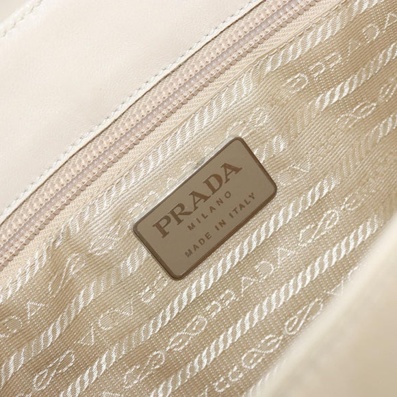 PRADA Shoulder Bag Nylon Leather Beige Auth bs31020