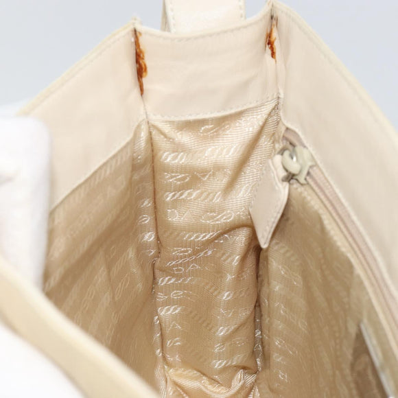 PRADA Shoulder Bag Nylon Leather Beige Auth bs31020