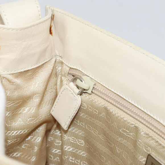 PRADA Shoulder Bag Nylon Leather Beige Auth bs31020
