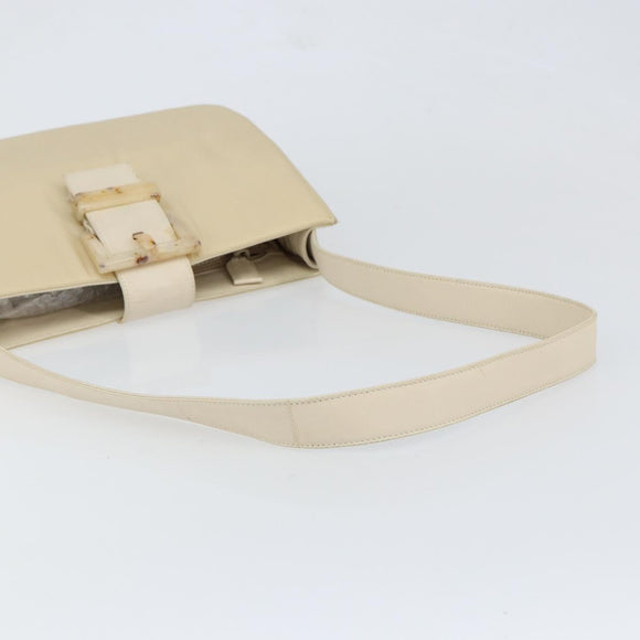 PRADA Shoulder Bag Nylon Leather Beige Auth bs31020