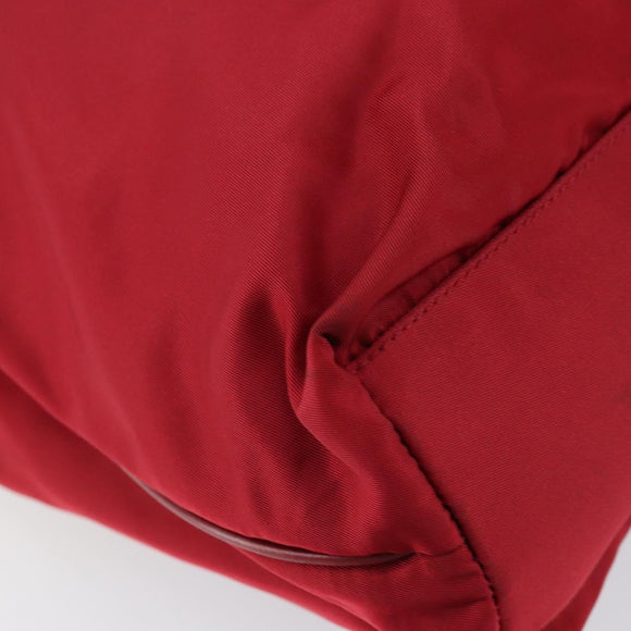 PRADA Tote Bag Nylon Red Silver Auth bs31021