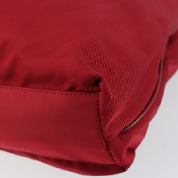 PRADA Tote Bag Nylon Red Silver Auth bs31021