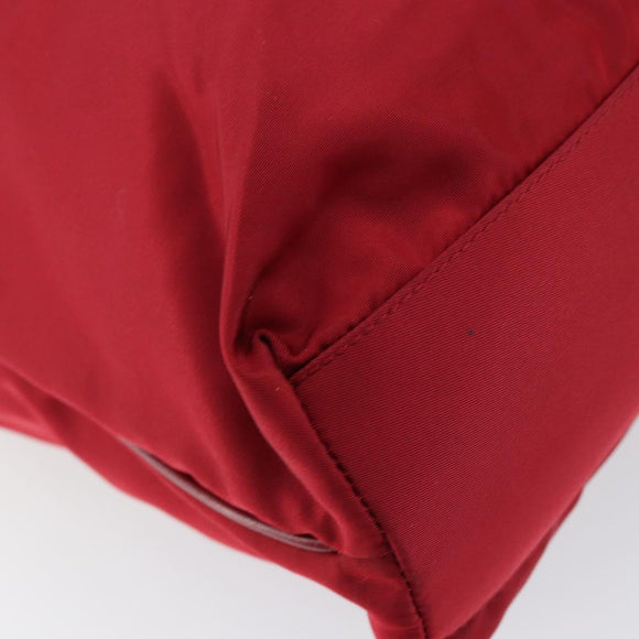 PRADA Tote Bag Nylon Red Silver Auth bs31021