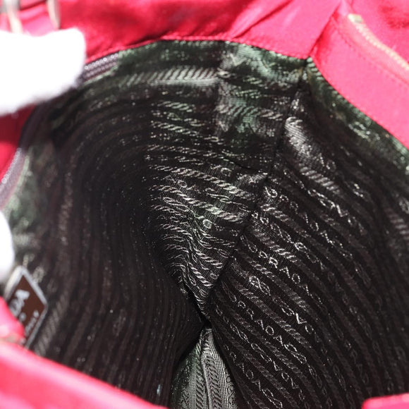 PRADA Tote Bag Nylon Red Silver Auth bs31021