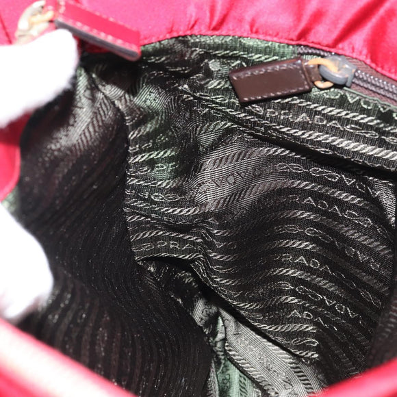 PRADA Tote Bag Nylon Red Silver Auth bs31021