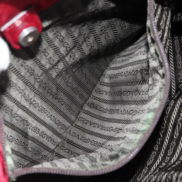 PRADA Tote Bag Nylon Red Silver Auth bs31021