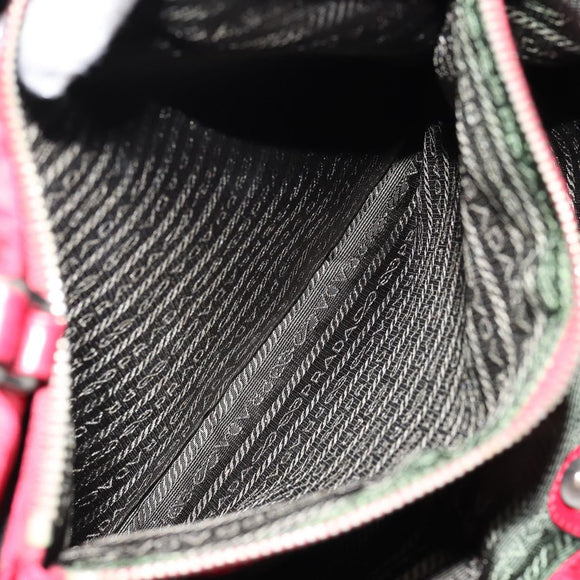 PRADA Tote Bag Nylon Red Silver Auth bs31021