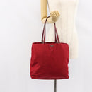 PRADA Tote Bag Nylon Red Silver Auth bs31021-26