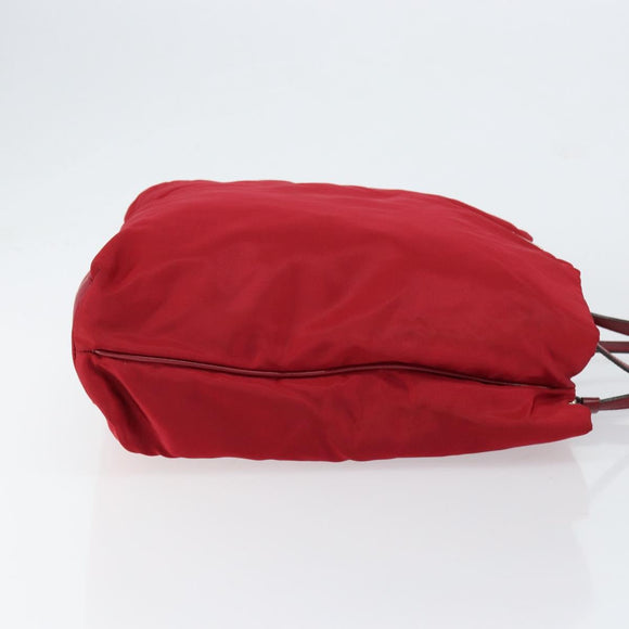 PRADA Tote Bag Nylon Red Silver Auth bs31021