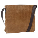 CELINE C Macadam Canvas Shoulder Bag Suede Beige Gold Auth bs31022-1