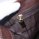 CELINE C Macadam Canvas Shoulder Bag Suede Beige Gold Auth bs31022-18