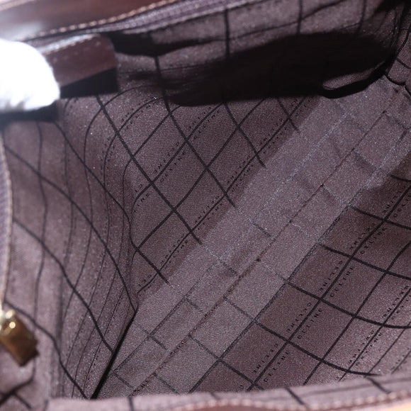 CELINE C Macadam Canvas Shoulder Bag Suede Beige Gold Auth bs31022