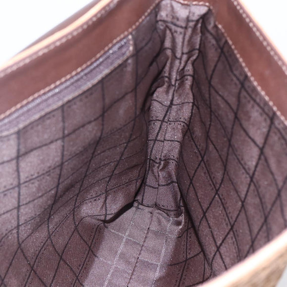 CELINE C Macadam Canvas Shoulder Bag Suede Beige Gold Auth bs31022