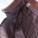 CELINE C Macadam Canvas Shoulder Bag Suede Beige Gold Auth bs31022-20