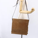 CELINE C Macadam Canvas Shoulder Bag Suede Beige Gold Auth bs31022-21
