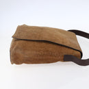 CELINE C Macadam Canvas Shoulder Bag Suede Beige Gold Auth bs31022-4