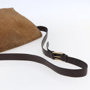 CELINE C Macadam Canvas Shoulder Bag Suede Beige Gold Auth bs31022-7